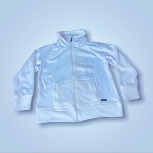 Woman’s Calvin Klein Performance White Full Zip Up Fleece Sweater Mock Neck XL
